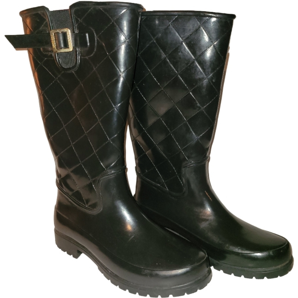 Sperry Top-Sider Pelican III Waterproof Black Quilted Rain Boots STS91093 Size 7